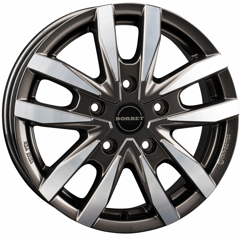 Borbet CW5 Alufelge, 6x16", 5x130mm, ET 68mm, LK 118 mm, anthrazit glänzend