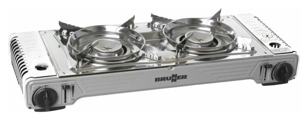 Brunner Kartuschen-Gaskocher Devil Double Grill mit Grillplatte, silber