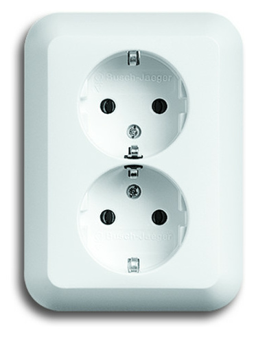 SCHUKO® Doppelsteckdose 20-02 EUJ-24G, studioweiß hochglanz