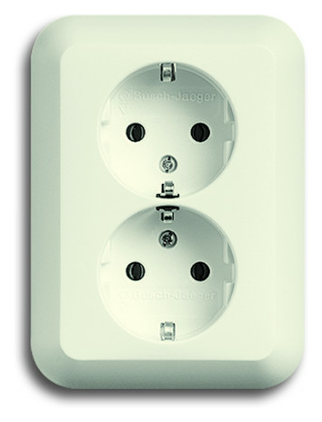 SCHUKO® Doppelsteckdose 20-02 EUJ-22G, elfenbein/weiß