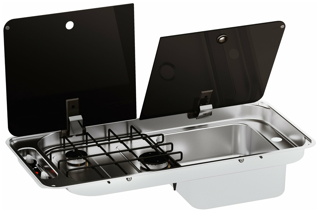Can Kocher-Spülenkombination FL1501, 2-flammig, Becken rechts
