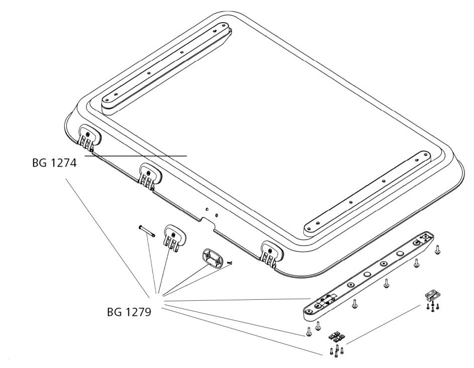 Dometic Glas komplett mit Anbauteilen für Heki 3, Heki 3plus