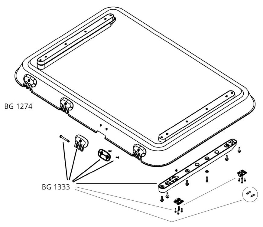 Dometic Glas komplett mit Anbauteilen für Heki und Heki4 Plus