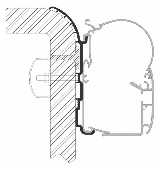Adapter für Bürstner zu Dometic-Wandmarkisen Serie 1, Länge 4,5 m