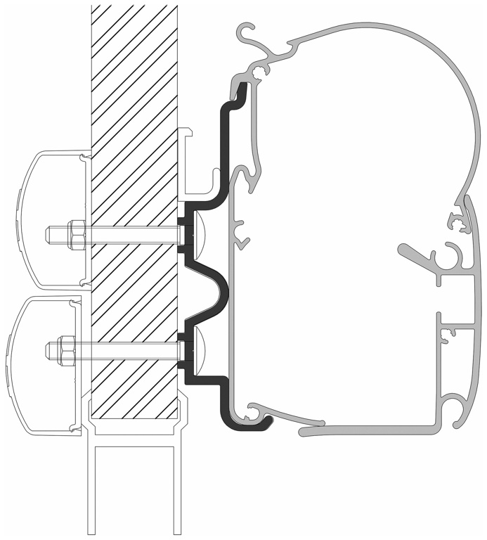 Adapter für Hymer Camp zu Dometic-Wandmarkisen Serie 1, Länge 3 m