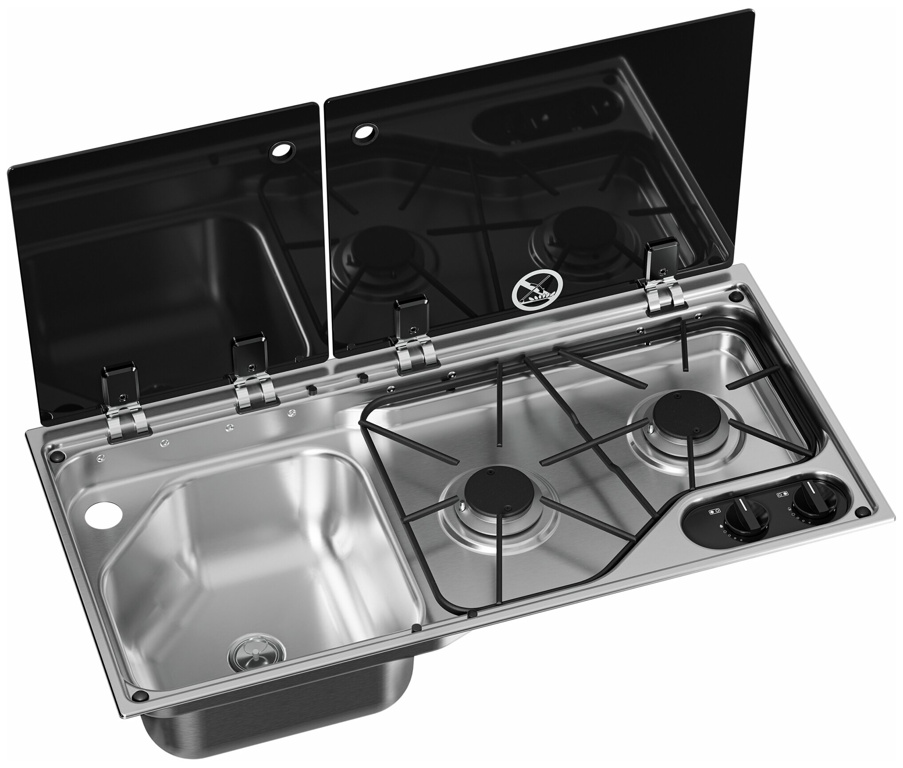 Dometic Kocher-Spülenkombination CVC 1700G, 2-flammig, Becken links