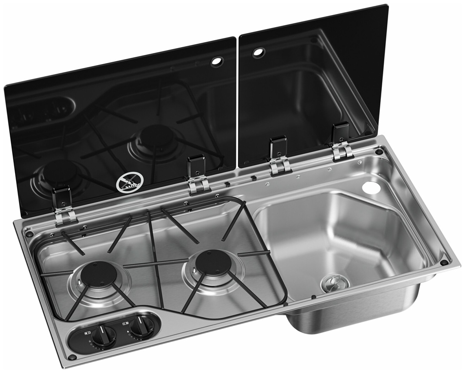 Dometic Kocher-Spülenkombination CVC 1700G, 2-flammig, Becken rechts