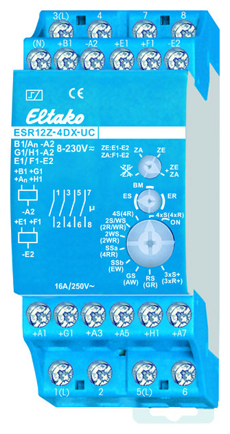 4-fach Stromstoß-Schaltrelais. Je 1 Schließer potenzialfrei 16A/250V AC