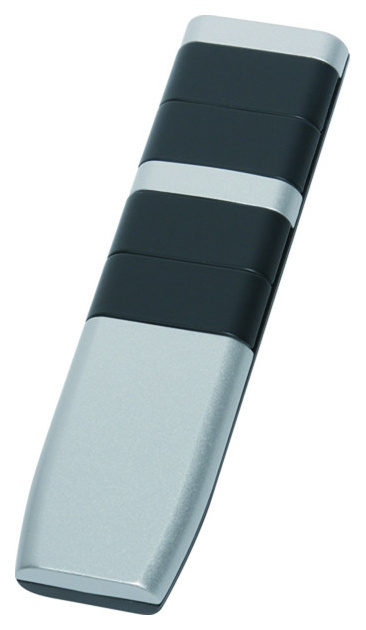 Funk-Fernbedienung mit 2 Doppelwippen, Oberseite alu lackiert, Unterseite und Wippen Anthrazit-Soft-Lackierung