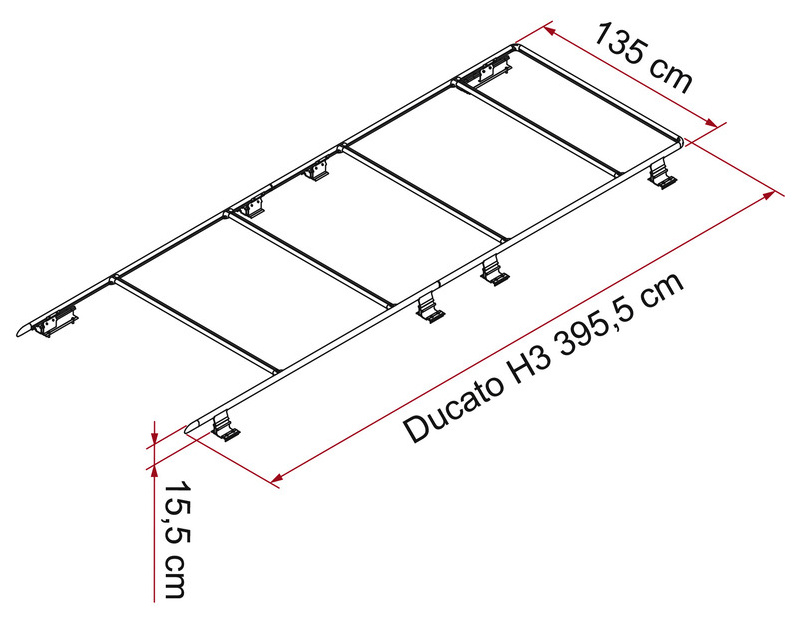 Fiamma Roof Rail Ducato H3 Dachträger für Ducato, Rechtslenker