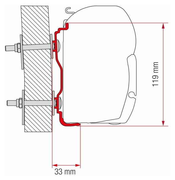 Adapter Hymer >2016, 300 cm für F45, F45 L, Fiamma ZIP