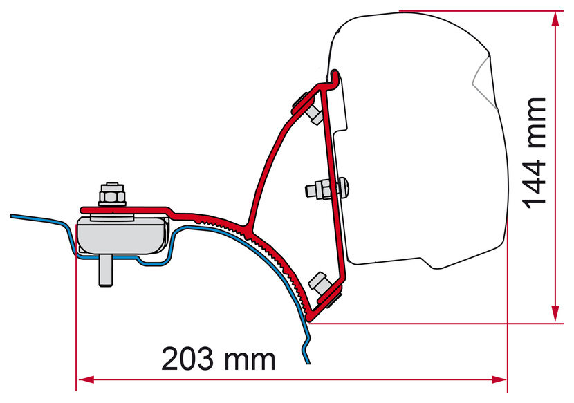 Markisen-Adapter F43van für VW T5 / T6 kurzer Radstand - Rechtslenker