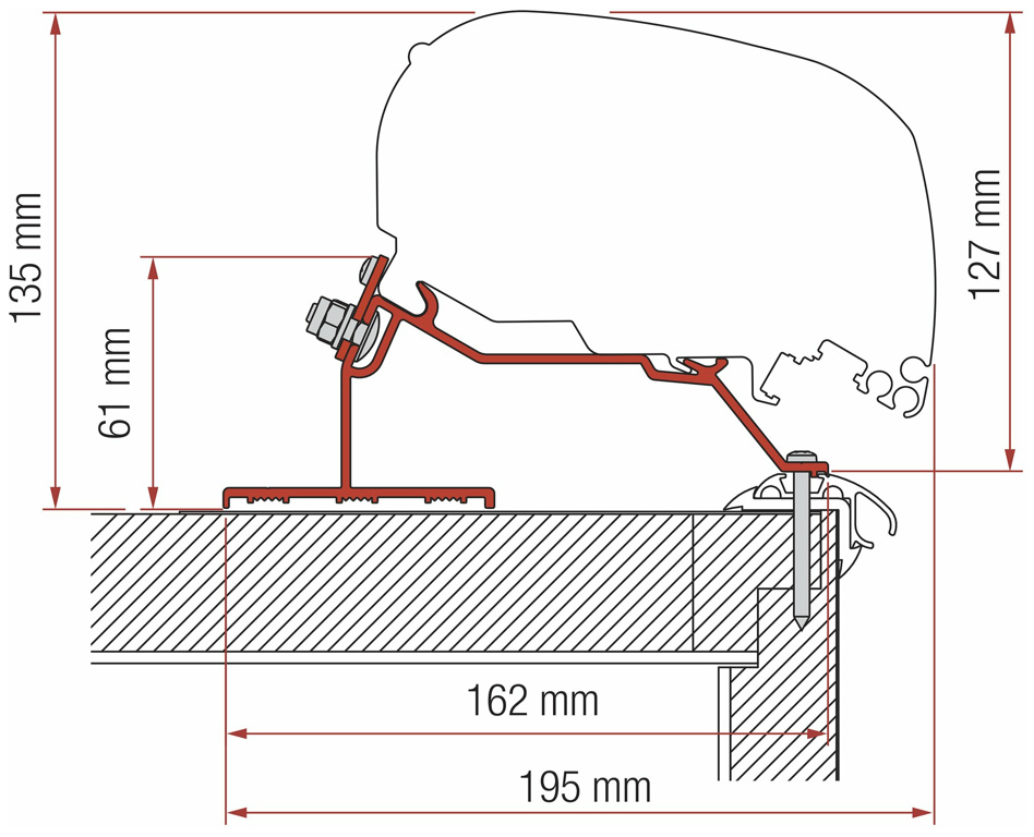 Fiamma Adapter Caravan Roof für F65, F65s, F80s, 550 cm