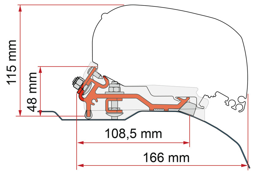 F80S/F85L Flachadapter-Kit für Hochdach H2 - Silber
