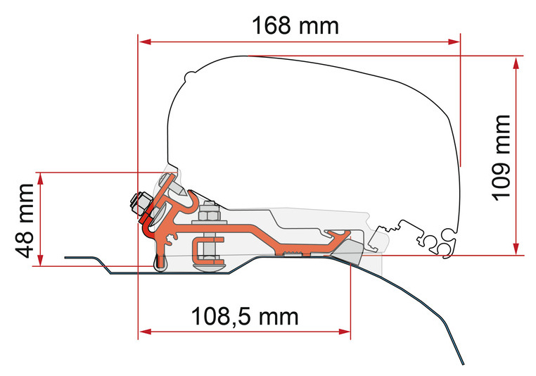 F80S / F85L Flachadapter-Kit für Hochdach H2 - Silber