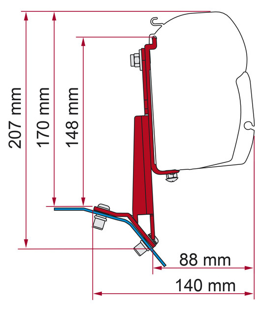 Fiamma Adapter für F45, F43van und F35PRO - Für Ford Custom - Linkslenker