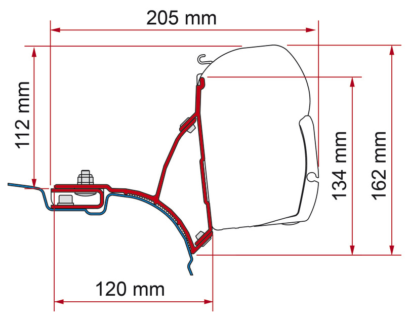 Fiamma Adapter F45 für VW T5/T6 Transporter Multivan Schwarz - Rechtslenker