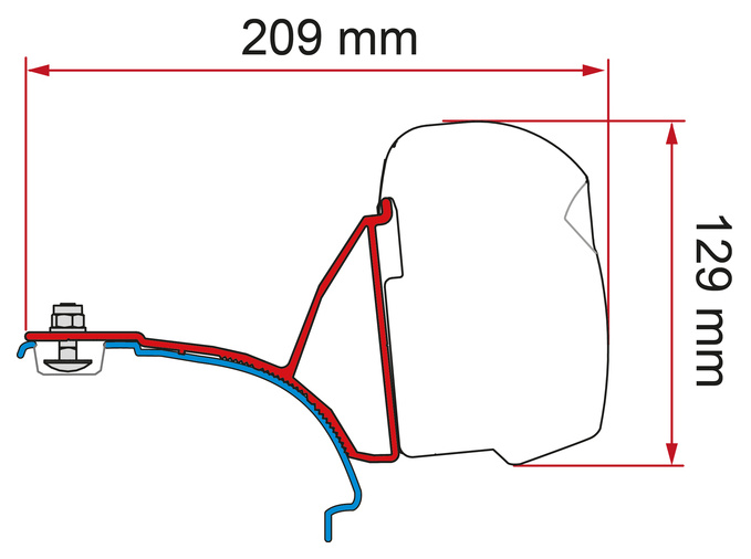 Markisen-Adapter F43van für VW T5 / T6 / T6.1 Multivan mit C-Schiene - Rechtslen