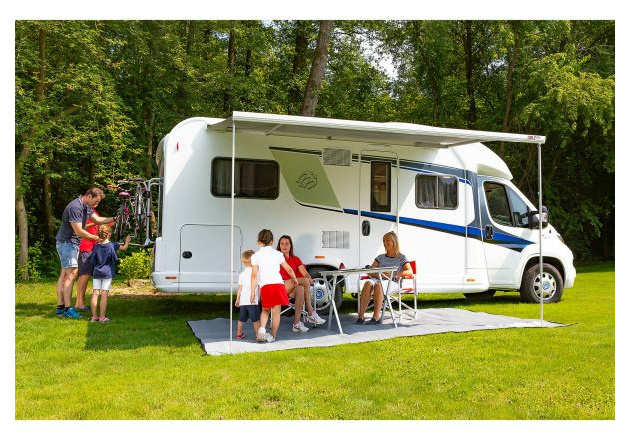 Fiamma F45s 375 Wandmarkise, Auszug 2,5 m, Schwarz, Tuch Royal Grey
