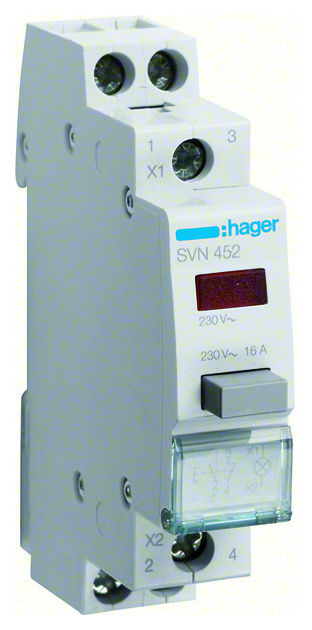 SVN452 Taster 1S/1Ö +LED Melder rot 230V