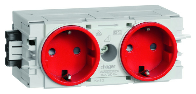 GS20003020 Steckdose 2-fach C-Profil rot