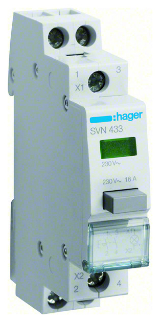 SVN433 Druckschalter 2S Melder grün 230V