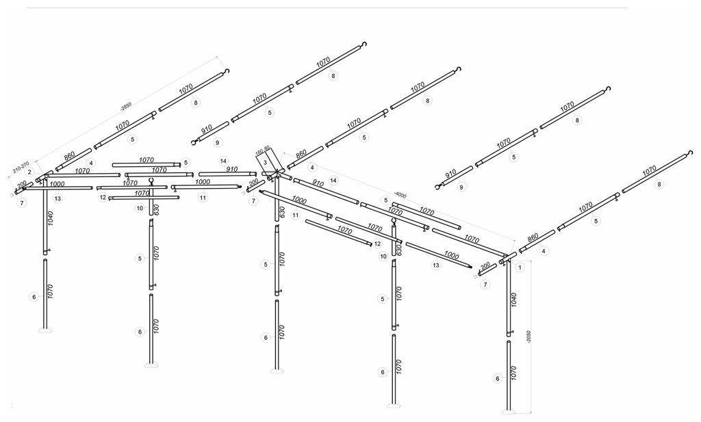 Zeltgestänge GFK für Meira
