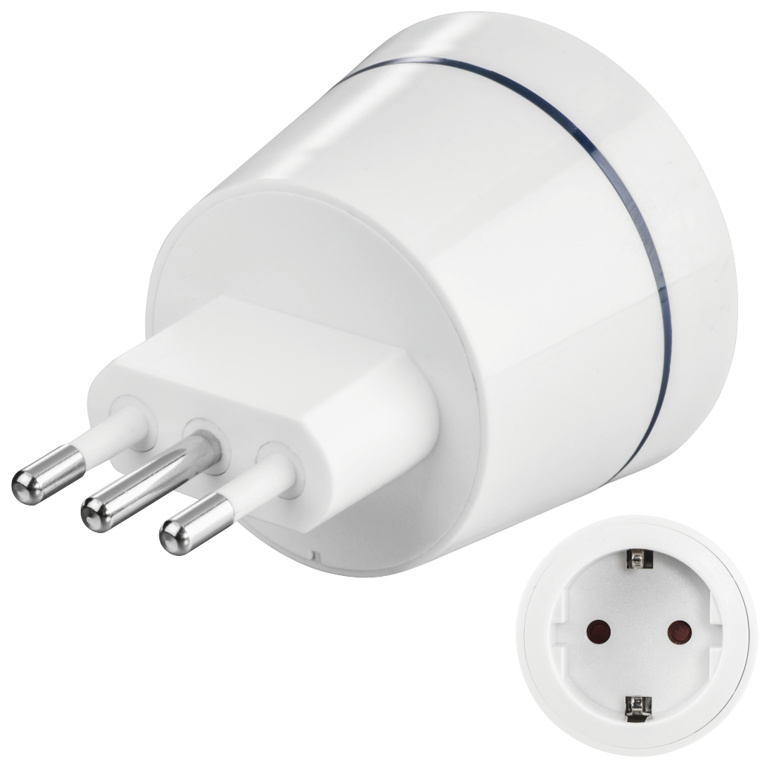 Hama 00223435 Netzstecker-Adapter Typ L (IT) Typ C (Eurostecker) + Typ F