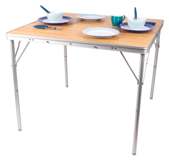 Camp4 Klappbarer Campingtisch mit Tischplatte aus Bambus, 60, 8,5 kg, 120 cm