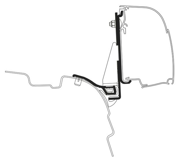 Markisenadapter für Thule Omnistor 4200 mit Reimo Multirail, VW T5/T6 UK short w