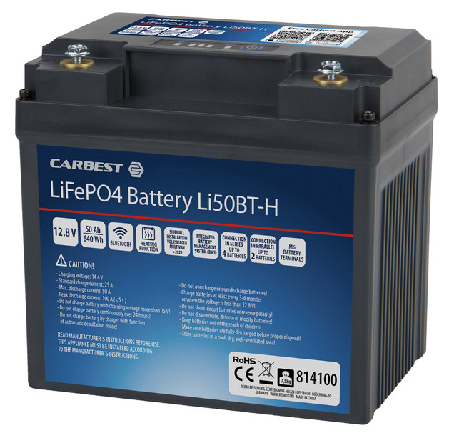 LiFePO4 Lithium-Batterie Li50BT-H mit Bluetooth und Heizfunktion - 50 Ah