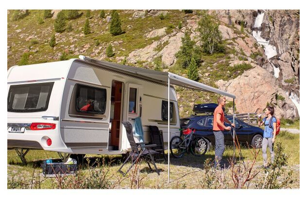 Thule Omnistor 6300, Länge 4,5 m, Auszug 2,5 m, Anthrazit, Tuch Mystic Grau