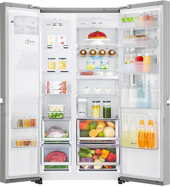 LG Side by Side Kühlschrank ohne Festwasseranschluss; Side by Side mit Wassertank, Insta View