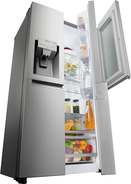 LG Side by Side Kühlschrank ohne Festwasseranschluss; Side by Side mit Wassertank, Insta View